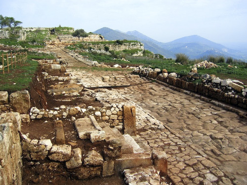 Roman street with ruins of homes