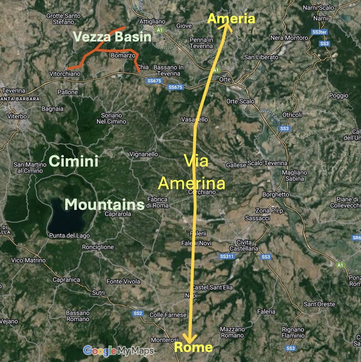 Roman Road Walks Via Amerina map